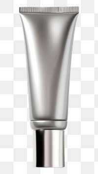 PNG  A dark silver cream tube cosmetics bottle white background.