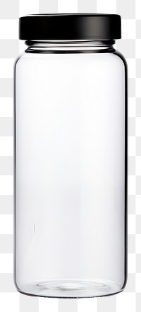 PNG  Water bottle in black color transparent glass jar.