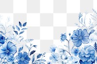 PNG Blue pottery watercolor border nature pattern flower.