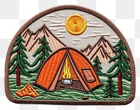 PNG Camping tent embroidery craft representation. AI generated Image by rawpixel.