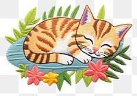 PNG Cat sleeping embroidery animal representation. AI generated Image by rawpixel.