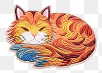 PNG Cat sleeping embroidery pattern drawing. 