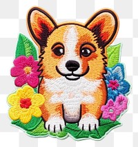 PNG Corgi dog embroidery animal mammal. AI generated Image by rawpixel.