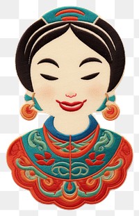 PNG Asian woman smiling portrait pattern craft. 