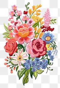 PNG Flower bouquet embroidery pattern plant