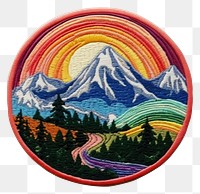 PNG Mountain landscape embroidery pattern shape. AI generated Image by rawpixel.