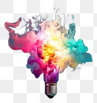 PNG  Light bulb with Colored powder explosion lightbulb innovation creativity.