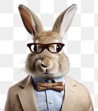 PNG Rabbit animal portrait glasses.