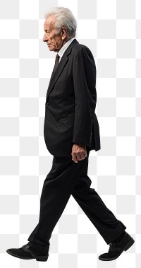 PNG A senior man walking in studio wearing suit portrait standing tuxedo.