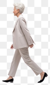 PNG A senior woman walking in studio footwear adult shoe.