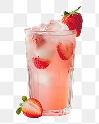 PNG Glass of pink lemonade with strawberry cocktail fruit drink. AI generated Image by rawpixel.