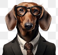 PNG Dachshund portrait animal glasses.