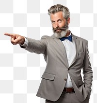 PNG  Man pointing to copyspace adult white background accessories.