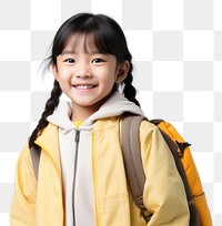 PNG Primary school girl smile portrait backpack.