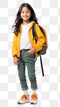 PNG Primary school girl backpack footwear portrait.