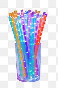 PNG  Plastic straw light illuminated refreshment. AI generated Image by rawpixel.