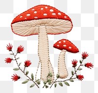 PNG Mushroom in embroidery style needlework pattern textile.