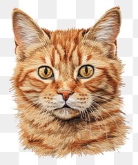 PNG Ginger cat in embroidery style mammal animal pet.