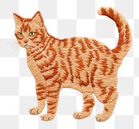 PNG A ginger cat in embroidery style animal mammal pet.