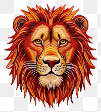 PNG Lion in embroidery style mammal animal art.