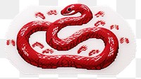 PNG Snake in embroidery style textile pattern creativity.