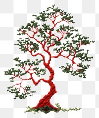 PNG Tree in embroidery style needlework pattern creativity.
