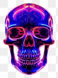 PNG  Photography of skull radiant silhouette light neon purple.