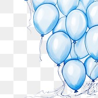 PNG Vintage drawing birthday party balloon blue backgrounds.