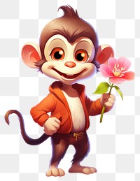 PNG  Monkey cartoon animal flower. AI generated Image by rawpixel.