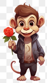 PNG  Monkey flower portrait cartoon. AI generated Image by rawpixel.