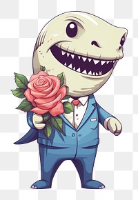 PNG  Dshark flower cartoon drawing. AI generated Image by rawpixel.