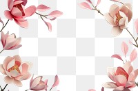 PNG Magnolia flowers frame backgrounds petal plant.