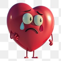 PNG 3d broken heart character balloon cartoon representation.