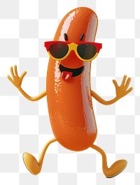 PNG 3d sausage character glasses cartoon anthropomorphic.