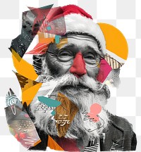 PNG Paper collage of Santa Claus art christmas portrait.