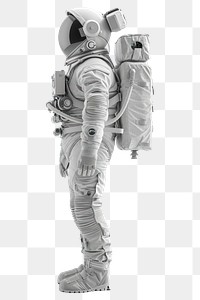 PNG Female astronaut wearing spacesuit monochrome sculpture standing.