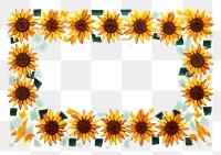 PNG Mosaic sunflowers frame art plant white background.