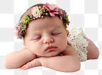 PNG Baby girl portrait newborn photo.