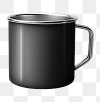 PNG Black stainless enamel mug, transparent background