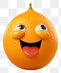 PNG Orange character playful face grapefruit plant food.