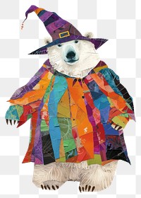 PNG Happy polar bear celebrating Holloween wearing wizard hat drawing art toy.
