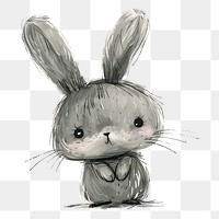 PNG Bunny in the style of frayed chalk doodle drawing rodent mammal.