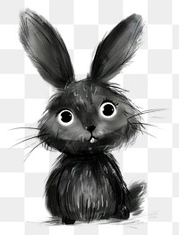 PNG Bunny in the style of frayed chalk doodle drawing rodent mammal.