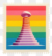 PNG Rainbow Risograph style postage stamp architecture creativity.