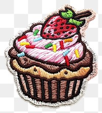 PNG Embroidered clothing patch of dessert cupcake icing cream.
