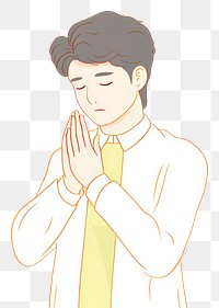 PNG Praying person cartoon hand illustrated.