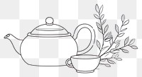 PNG Tea teapot sketch line.