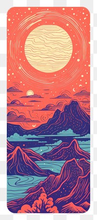 PNG Tarot card Risograph style mountain art tranquility.