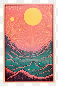 PNG Tarot card Risograph style art painting nature.