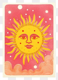 PNG Tarot card Risograph style art sun representation.